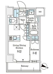 PARKAXIS横浜阪東橋 1LDKの間取図画像
