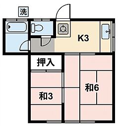 置田ハイツ 2Kの間取図画像