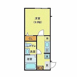 横浜市南区大岡5丁目アパート 1Kの間取図画像