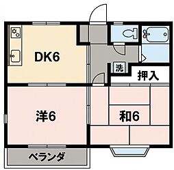 コートビレジフクオカ 2DKの間取図画像