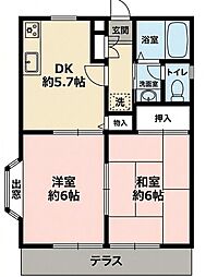 サザン・ウィンド 2DKの間取図画像