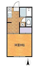 第2稲荷山ハイツB 1Kの間取図画像