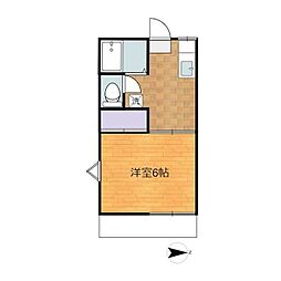 第二カトレアハイツ 1Kの間取図画像