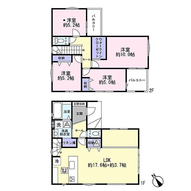 南東向きバルコニーと大きな掃き出し窓から日差しポカポカ4LDK