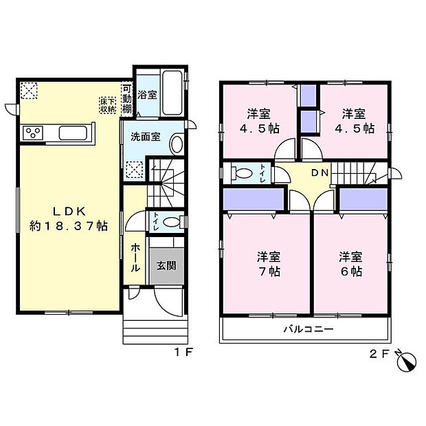 敷地面積108.37?・建物面積95.64? 南西向き4LDK
