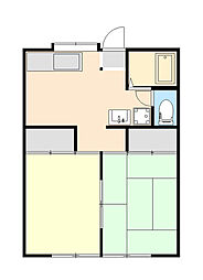 コーポイブカA 1階2DKの間取り