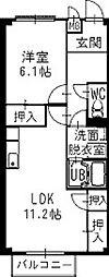 サンハイツ片桐 2階1LDKの間取り