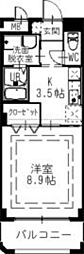 サンライズ北方 1Kの間取図画像