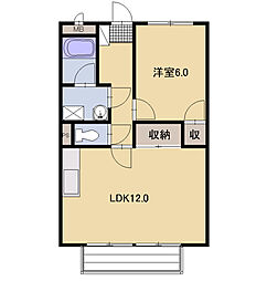 Surplus　Twoハイツ水城南 1階1LDKの間取り