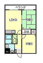 サンライズ21 2LDKの間取図画像