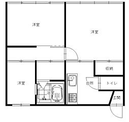 コーポラス昼神 地下1階3Kの間取り