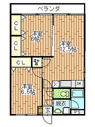 メゾン・ド・アイ 2LDKの間取図画像