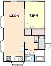 ベルフィ杉本B 1階1LDKの間取り