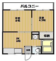 ベルグラン矢沢 2DKの間取図画像