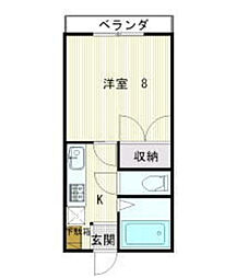 荒井マンション 1Kの間取図画像
