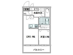 グランデル埋橋 1LDKの間取図画像