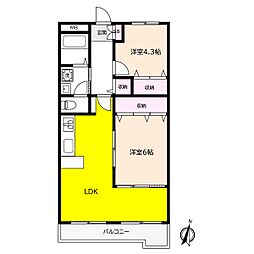 レジデンス芦屋 2LDKの間取図画像
