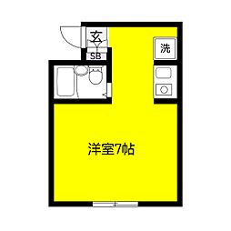 メゾン栄光園 ワンルームの間取図画像