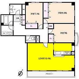 メインステージ芦屋山手 3LDKの間取図画像