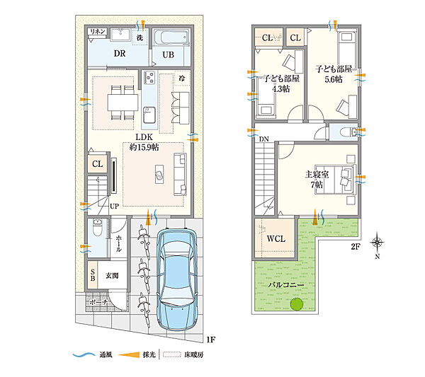 【参考プラン図(3)】全居室に収納スペースを設けた「3LDK」プラン。衣類や生活用品をすっきりと整理でき、居住空間を広々と有効に使えます。/建延面積83.63m2
