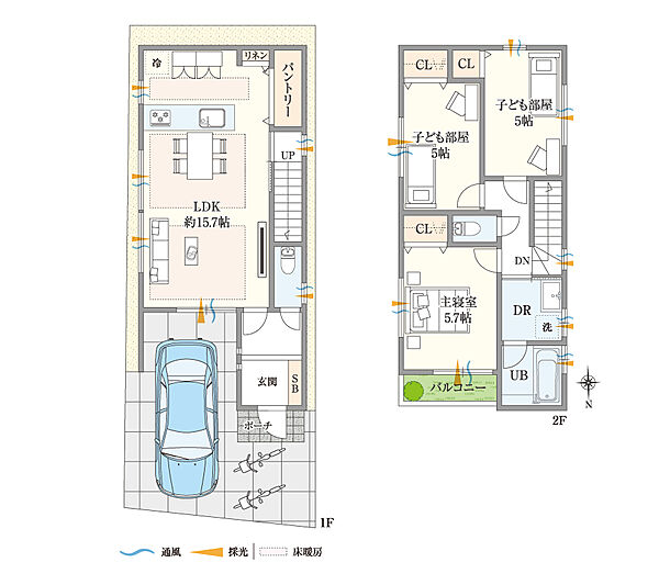 【参考プラン図(6)】LDKに床暖房を備えた、快適性に配慮した「3LDK」プラン。足元から空間全体をやさしく暖めるため、寒い季節も心地よく過ごせます。/建延面積85.50m2