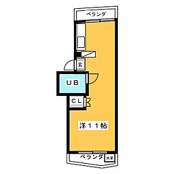 メゾン・エーグレット 3階ワンルームの間取り