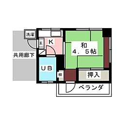 サンコーポ 2階1Kの間取り