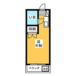 高松グリーンハイツ 2階ワンルームの間取り
