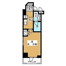 東武東上線 下板橋駅 徒歩2分の賃貸マンション 7階1Kの間取り