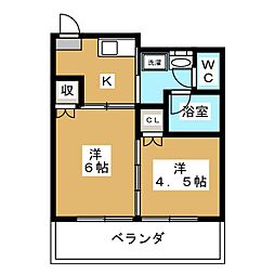 マンション池袋 7階2Kの間取り