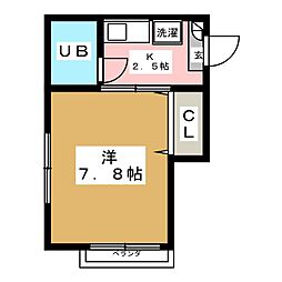 サニーテラス 1Kの間取図画像