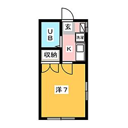 スターフラッツ 1Kの間取図画像