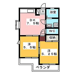 幸シティマンション 2DKの間取図画像