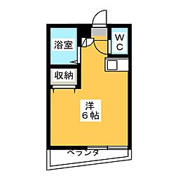 フレーシェル石川 ワンルームの間取図画像