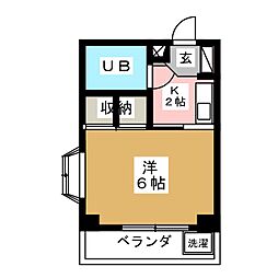 リーフコート大山 1Kの間取図画像