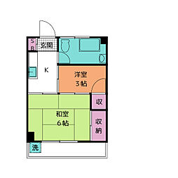 パールマンション 2階2Kの間取り