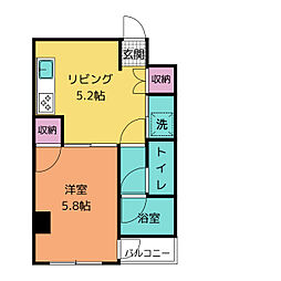 メゾンドミキ 3階1DKの間取り