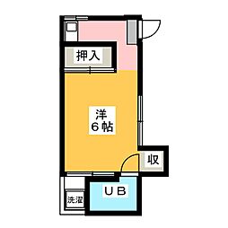 コーポ晴貞 1階ワンルームの間取り