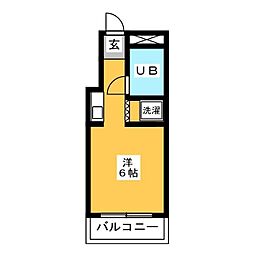 オリエンタル泉 3階ワンルームの間取り