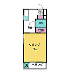 岡田ハイツ 1階1Kの間取り