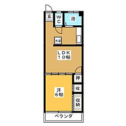 北島マンション 5階1LDKの間取り
