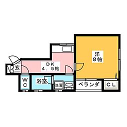 ＯＴＳＵＫＡ 1階1Kの間取り