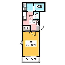 クレセント上池袋 1階1Kの間取り