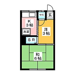 第一大川荘 2Kの間取図画像