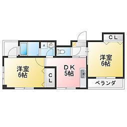 小石川YSレジデンス 2DKの間取図画像
