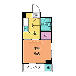 シャンピニョン 1Kの間取図画像