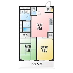 プリンス小石川 2DKの間取図画像