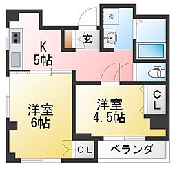 グランディオスU 2DKの間取図画像