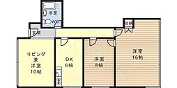 六甲ハイツ 3DKの間取図画像