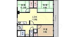 西芦屋グリーンハウス 3LDKの間取図画像